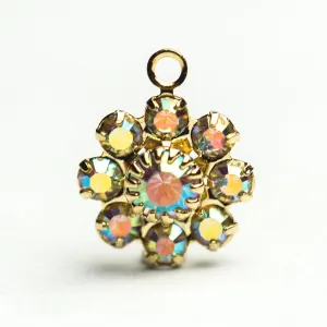 10MM Flower Button 1R Crystal Ab/Gold (10 pieces)