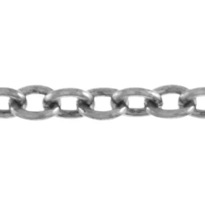 1.3mm Antique Silver Plated Cable Chain