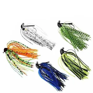 5Pc Bass Fishing Jig Lures Weighted Silicone Skirt Sharp Durable Hooks