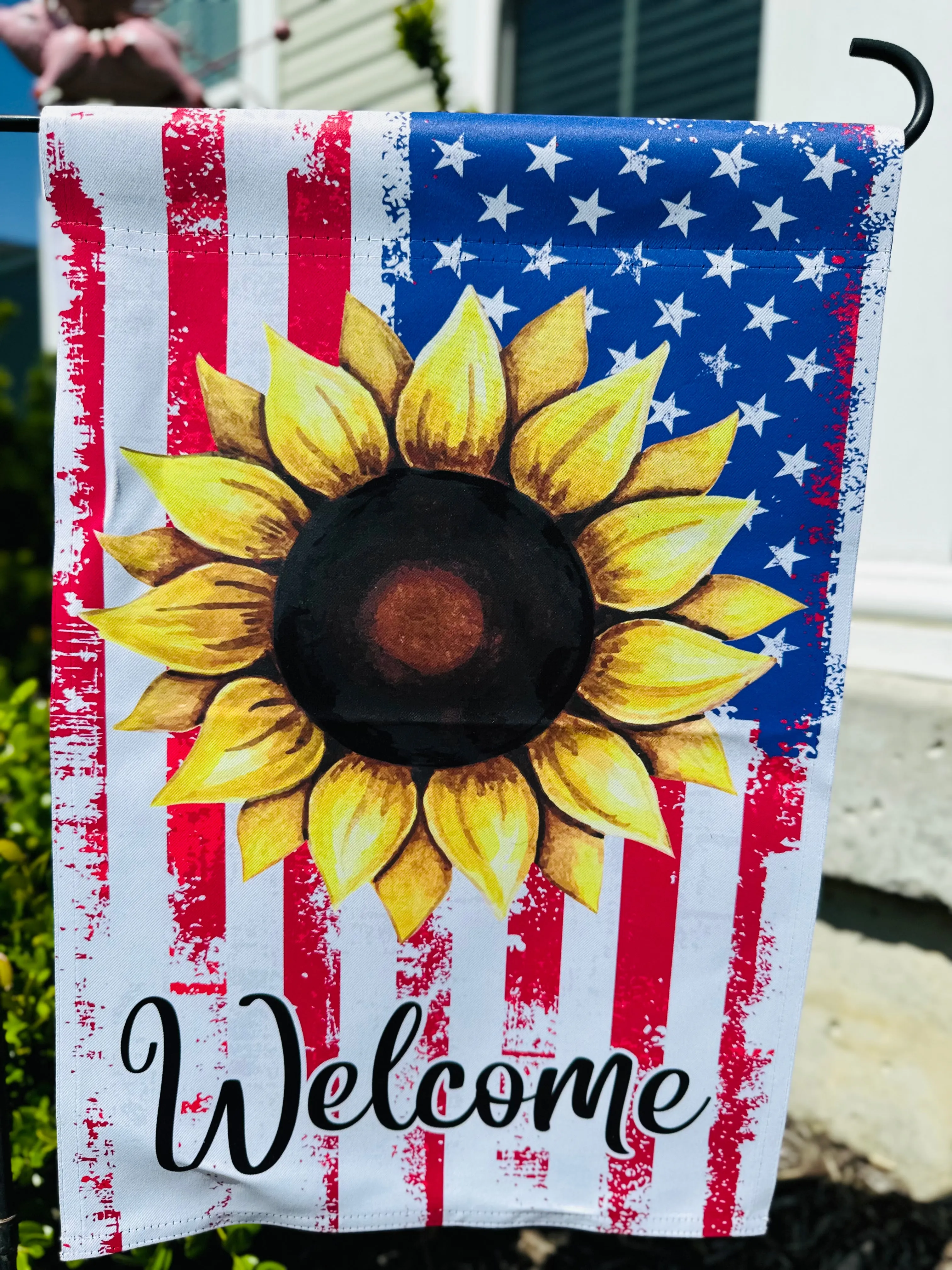 America USA Flag Sunflower Garden Flag