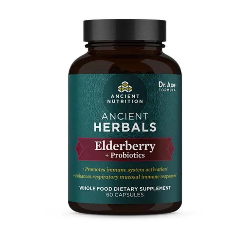 Ancient Nutrition, Elderberry   Probiotics, 60 Capsules