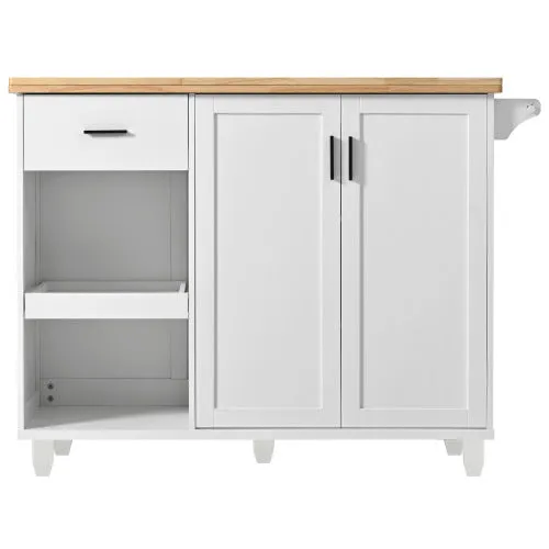 Bellemave® Rolling Kitchen Cart on Wheels with Foldable Counter Top and Slide-Out Shelf, Towel Rack and Drawer,