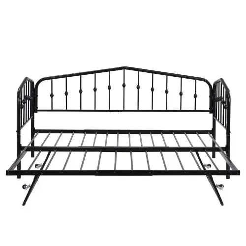 Bellemave® Twin Size Metal Daybed with Portable Folding Trundle Bed