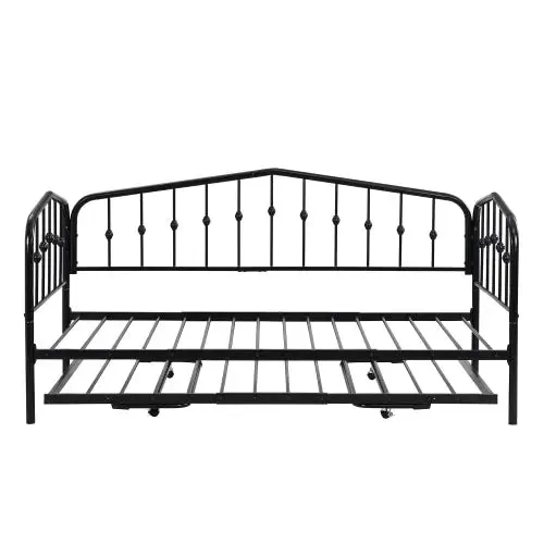 Bellemave® Twin Size Metal Daybed with Portable Folding Trundle Bed