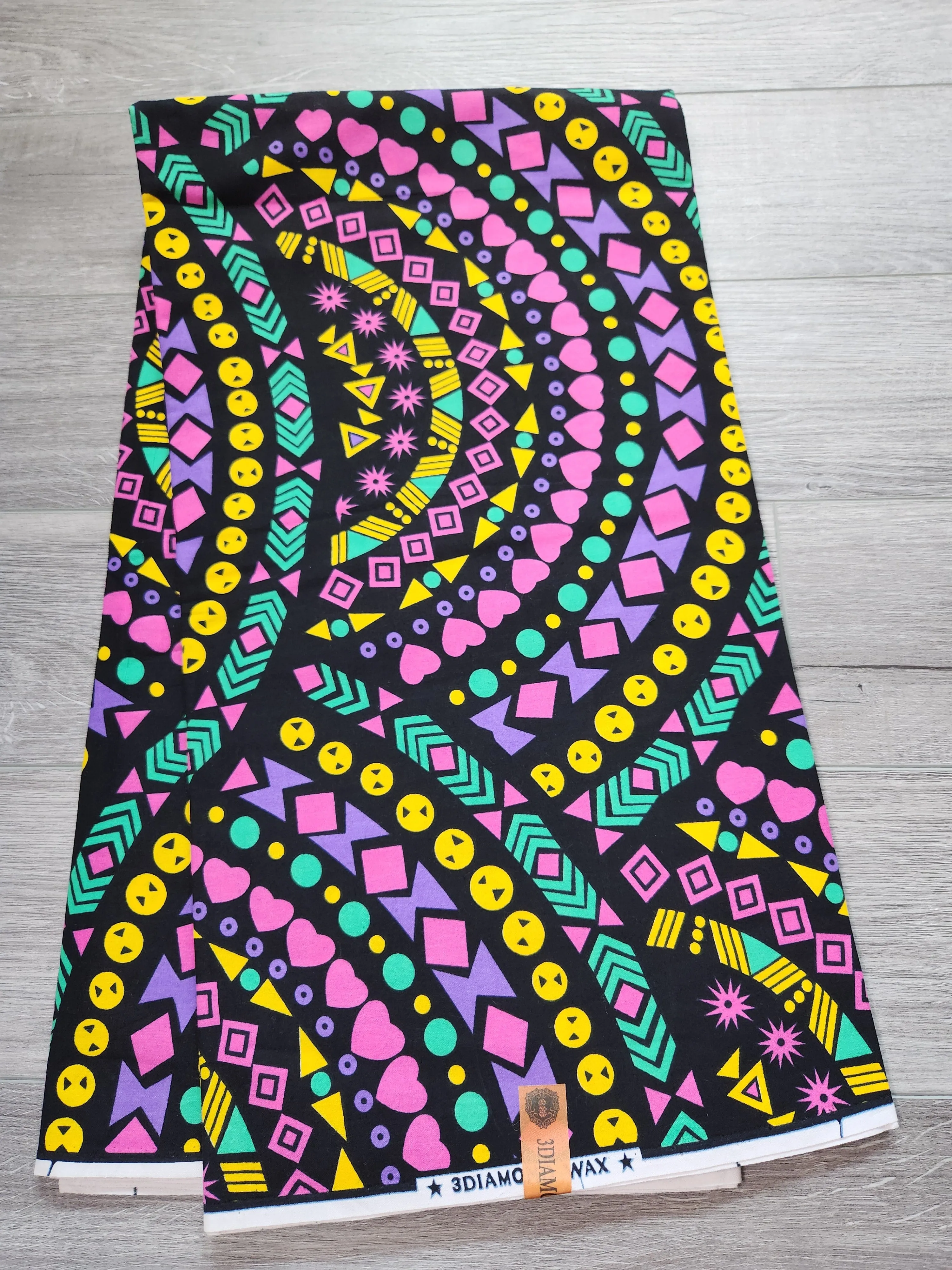 Black and Pink African Print Fabric, Ankara Fabric