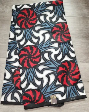 Black and Red African Print Fabric, Ankara Fabric