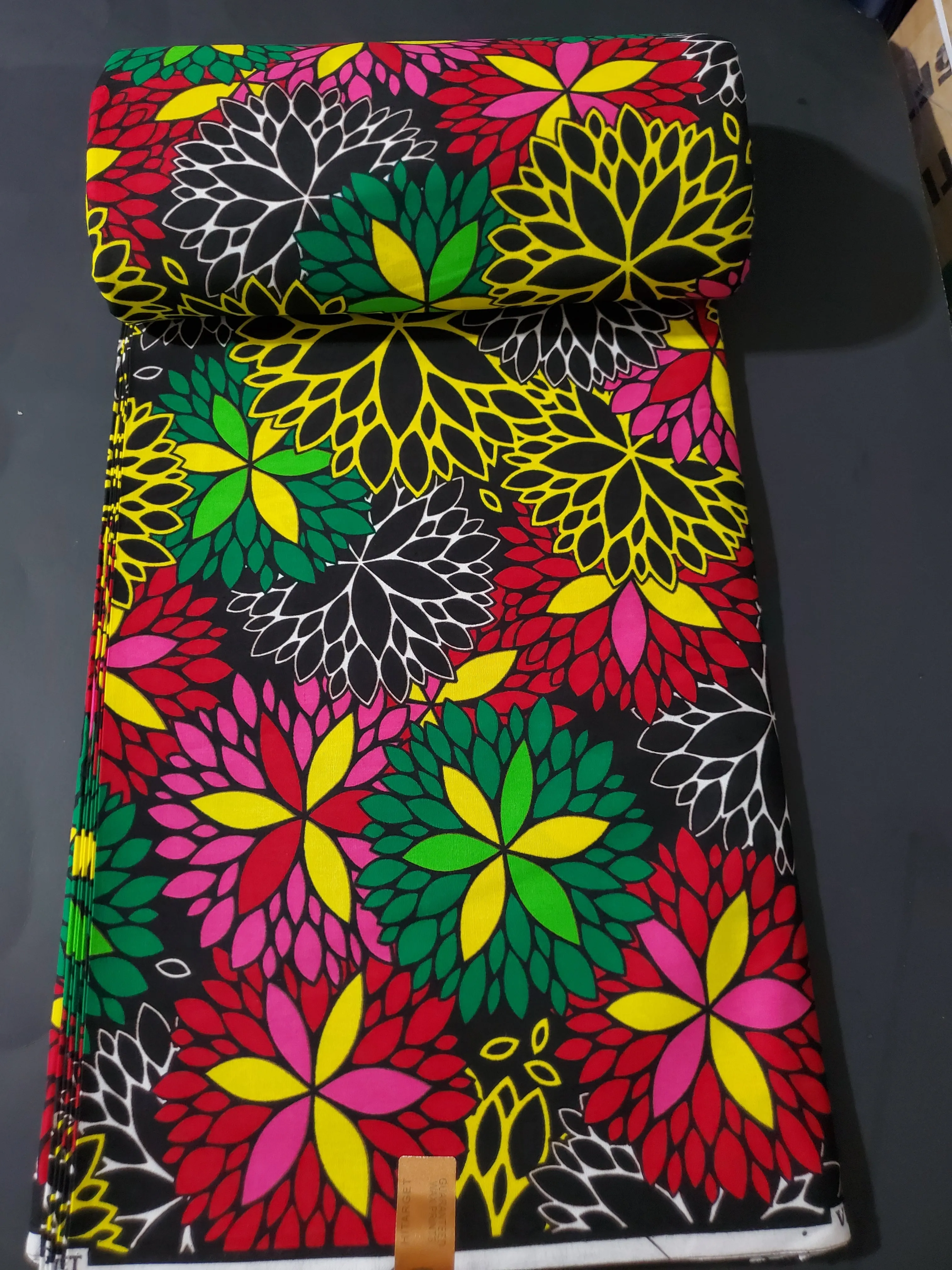 Black Multicolor African Ankara Print Fabric