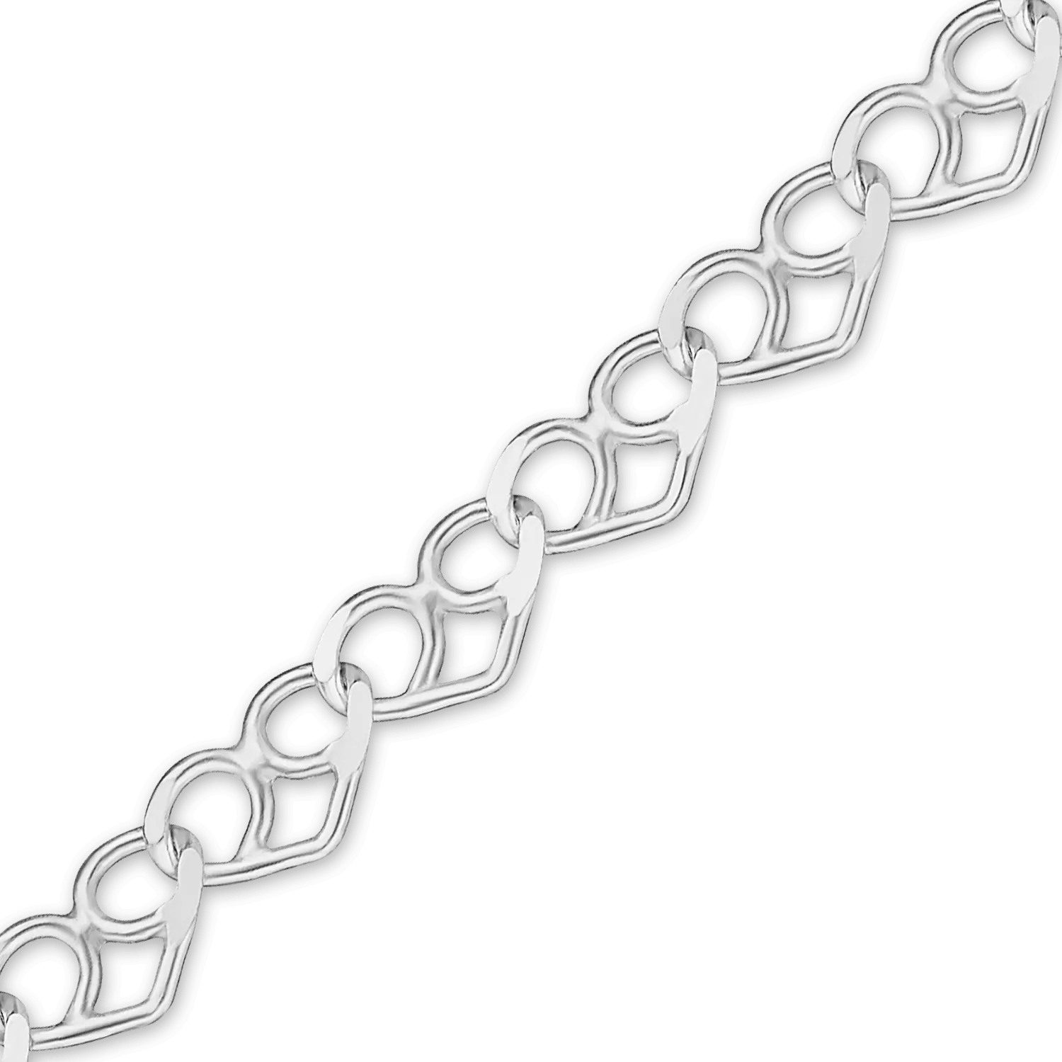 Bulk / Spooled Fancy Heart Chain in Sterling Silver (2.00 mm - 2.50 mm)