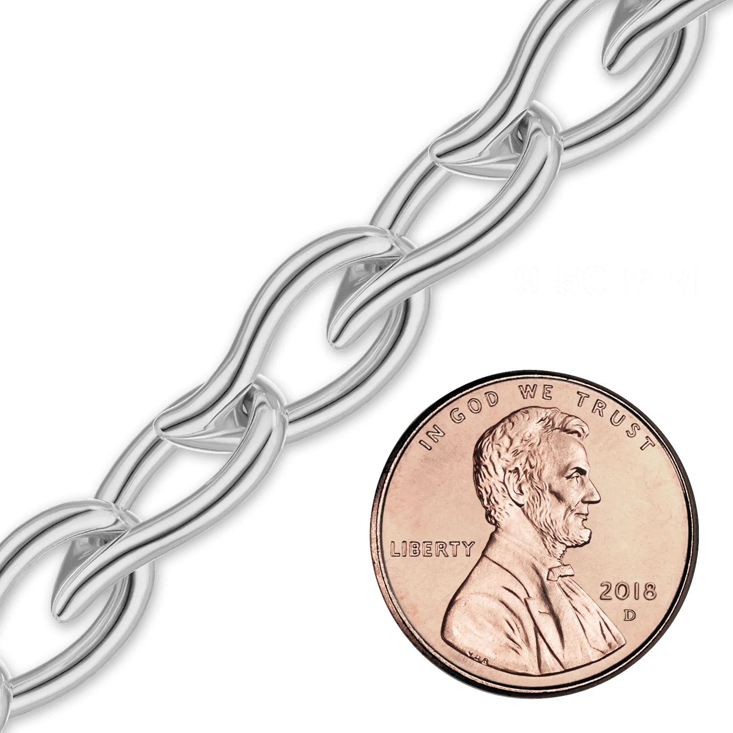 Bulk / Spooled Handmade Chain in Sterling Silver (9.50 mm)