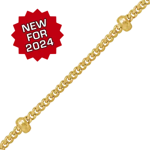 Bulk / Spooled Stud (Satellite) Curb Chain in 14K Yellow Gold (1.00 mm)