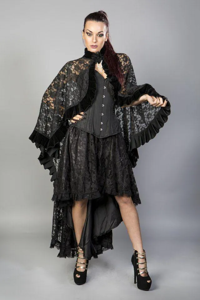 Catherine Cape In Black Lace With Brooch