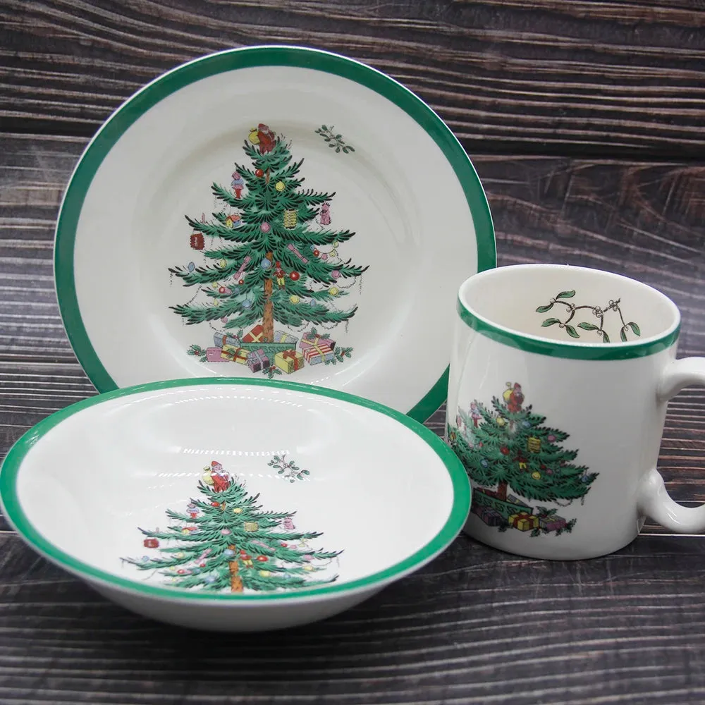 Christmas Tree Dinner Set for Children, Dinnerware Set, Food Tableware, Christmas Gift, Drop Shipping, 3 Pcs per Set