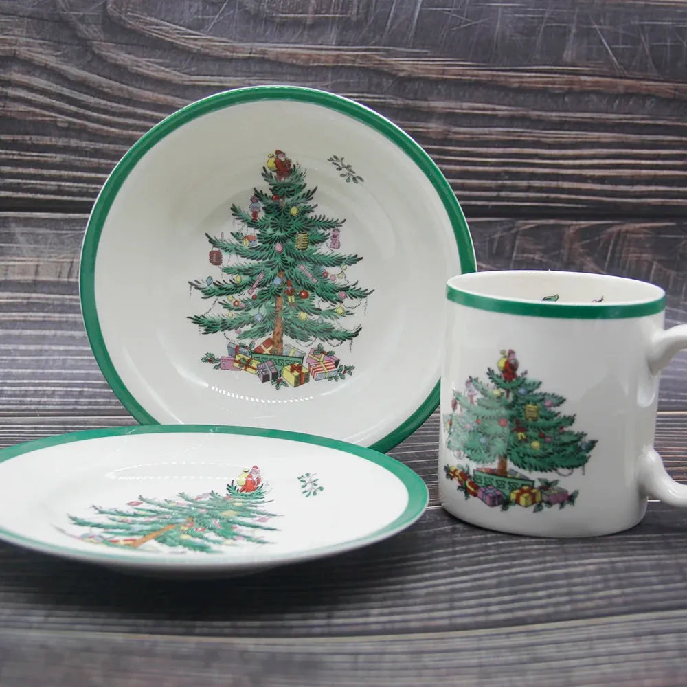 Christmas Tree Dinner Set for Children, Dinnerware Set, Food Tableware, Christmas Gift, Drop Shipping, 3 Pcs per Set