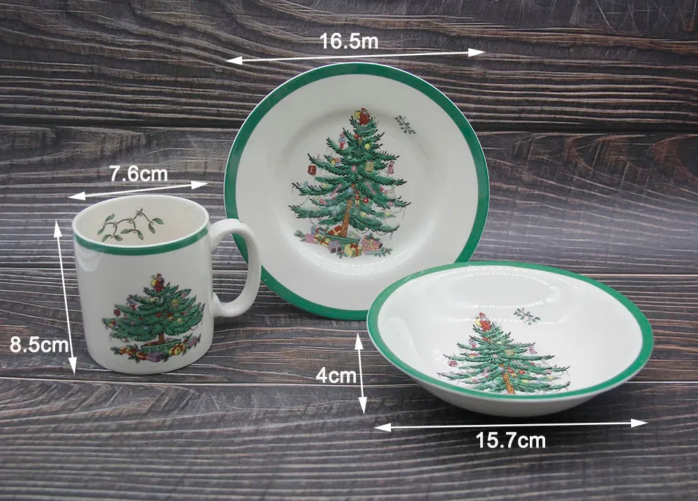 Christmas Tree Dinner Set for Children, Dinnerware Set, Food Tableware, Christmas Gift, Drop Shipping, 3 Pcs per Set