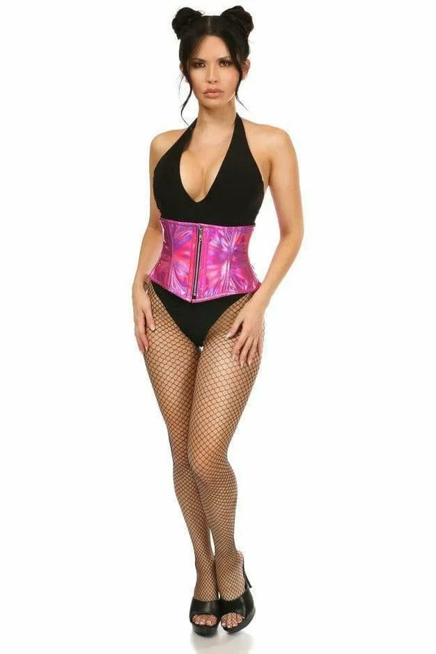 Deluxe Fuchsia Hologram Steel Boned Mini Cincher