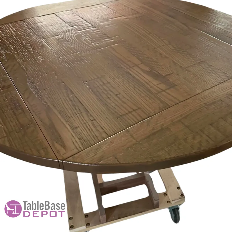 Drop Leaf Flip Top Rustic Saw Cut Oak Restaurant Table Tops Fully Custom