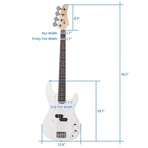 Exquisite Burning Fire Style Electric Bass Guitar White - Beginner Kits, Stylish Bass Guitar, Premium Quality & Affordable Musical Instrument