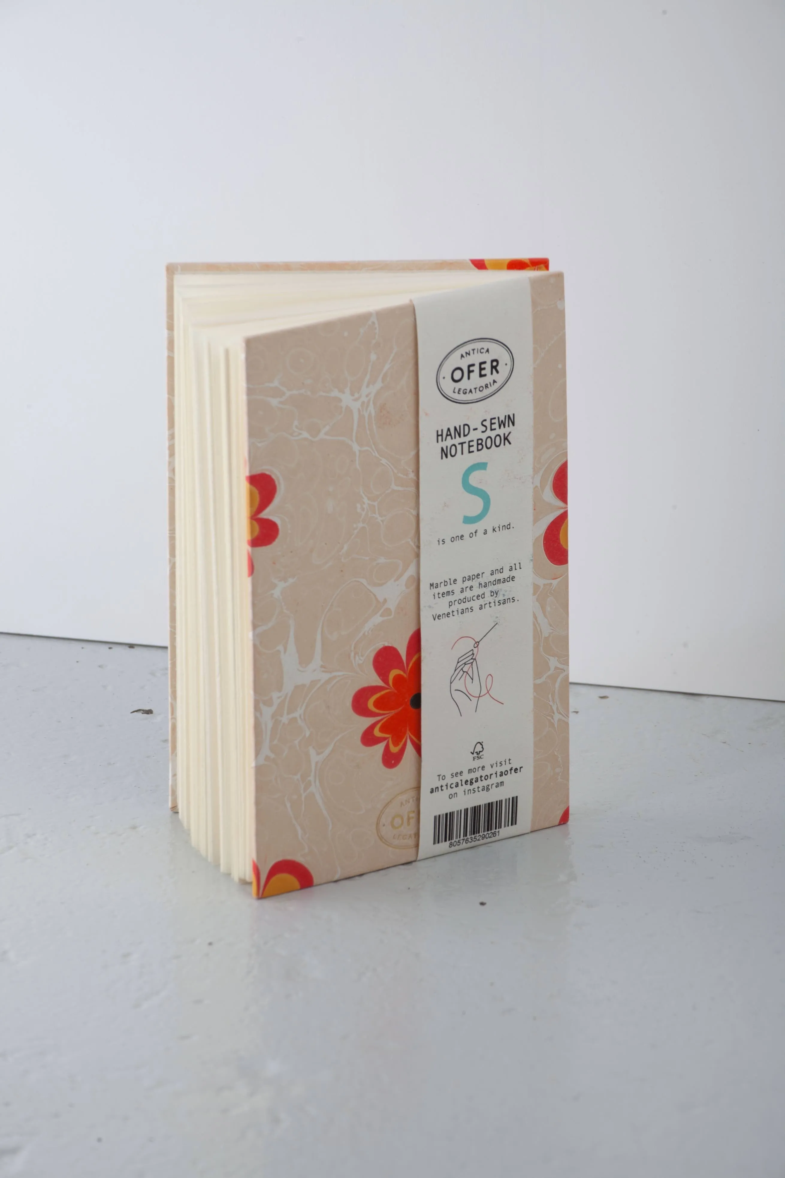 Hand-sewn Orange Field Design Notebook - Ofer