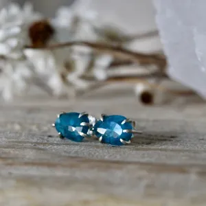 Prong set Apatite stud earrings sterling silver