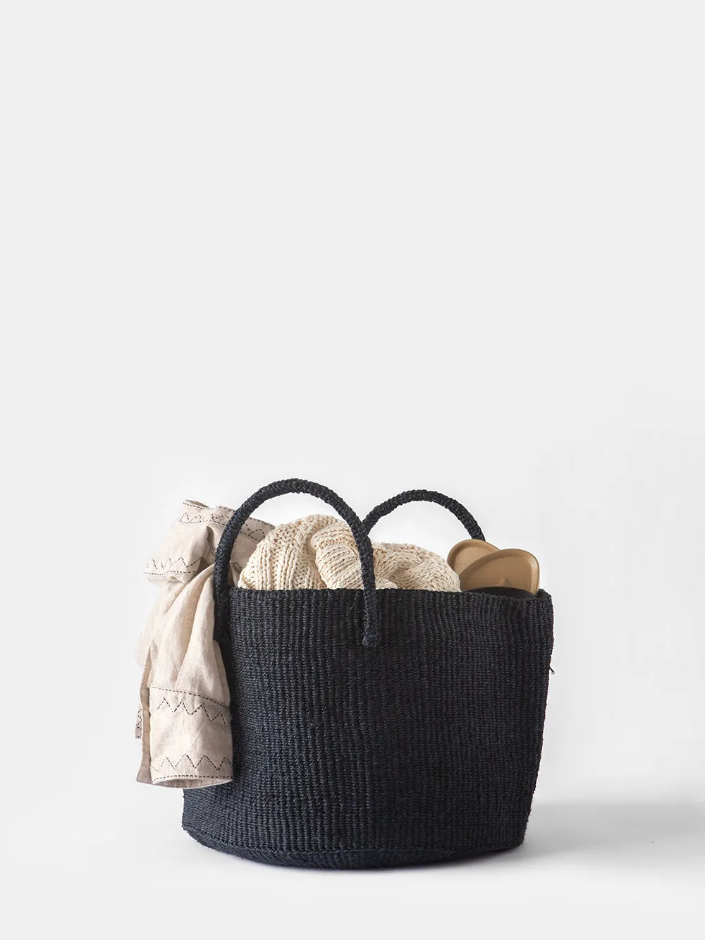 Sisal Handled Basket in Black