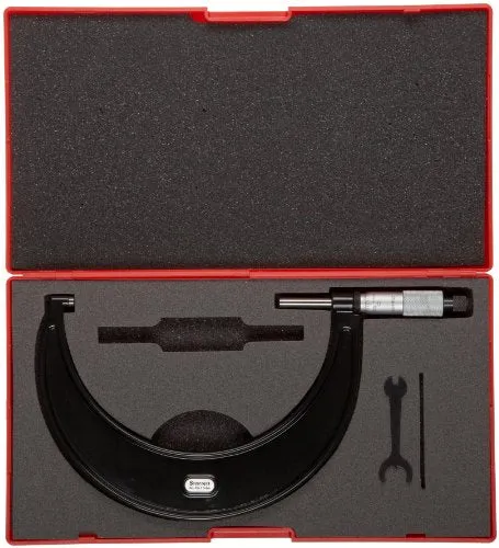 Starrett 436.1XRL-1 Outside Micrometer, Ratchet Stop, Lock Nut, Carbide Faces, 0-1" Range, 0.001" Graduation