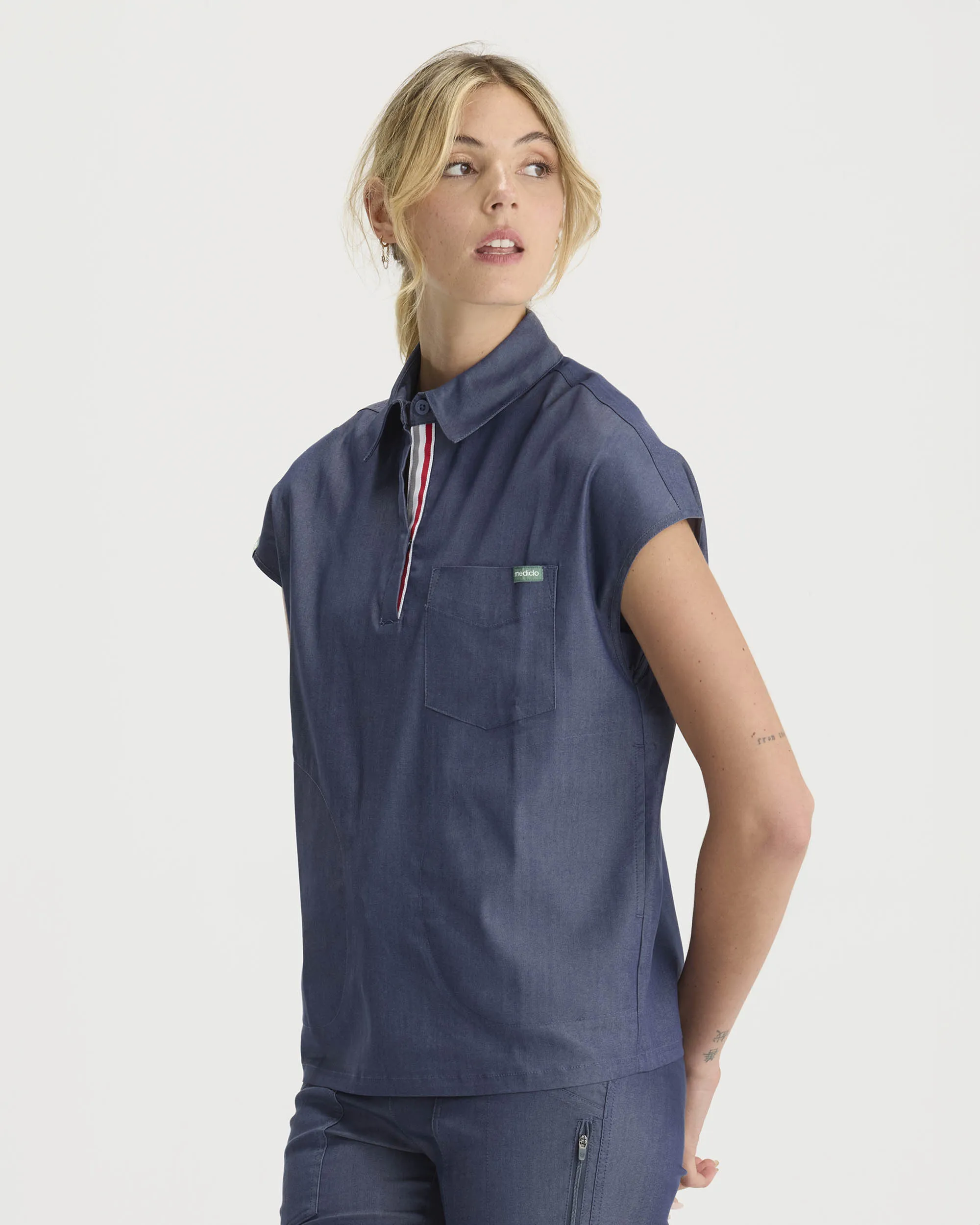 TENCEL™ Capri‎ ‎ Collared Scrub Top