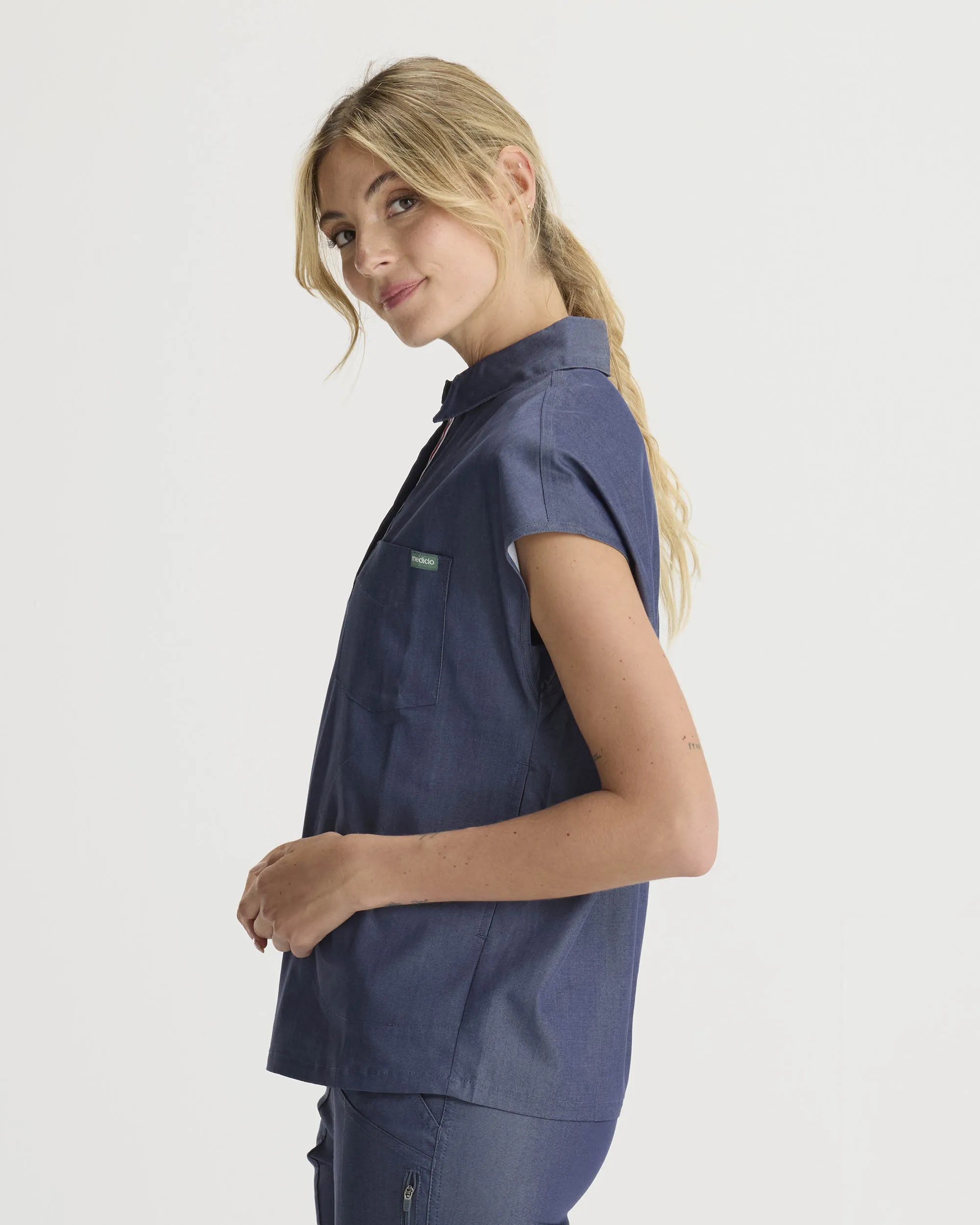 TENCEL™ Capri‎ ‎ Collared Scrub Top