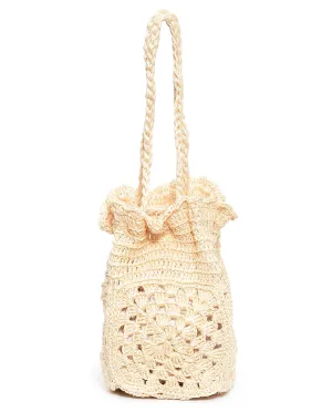 The Crochet Drawstring Bag. -- Natural