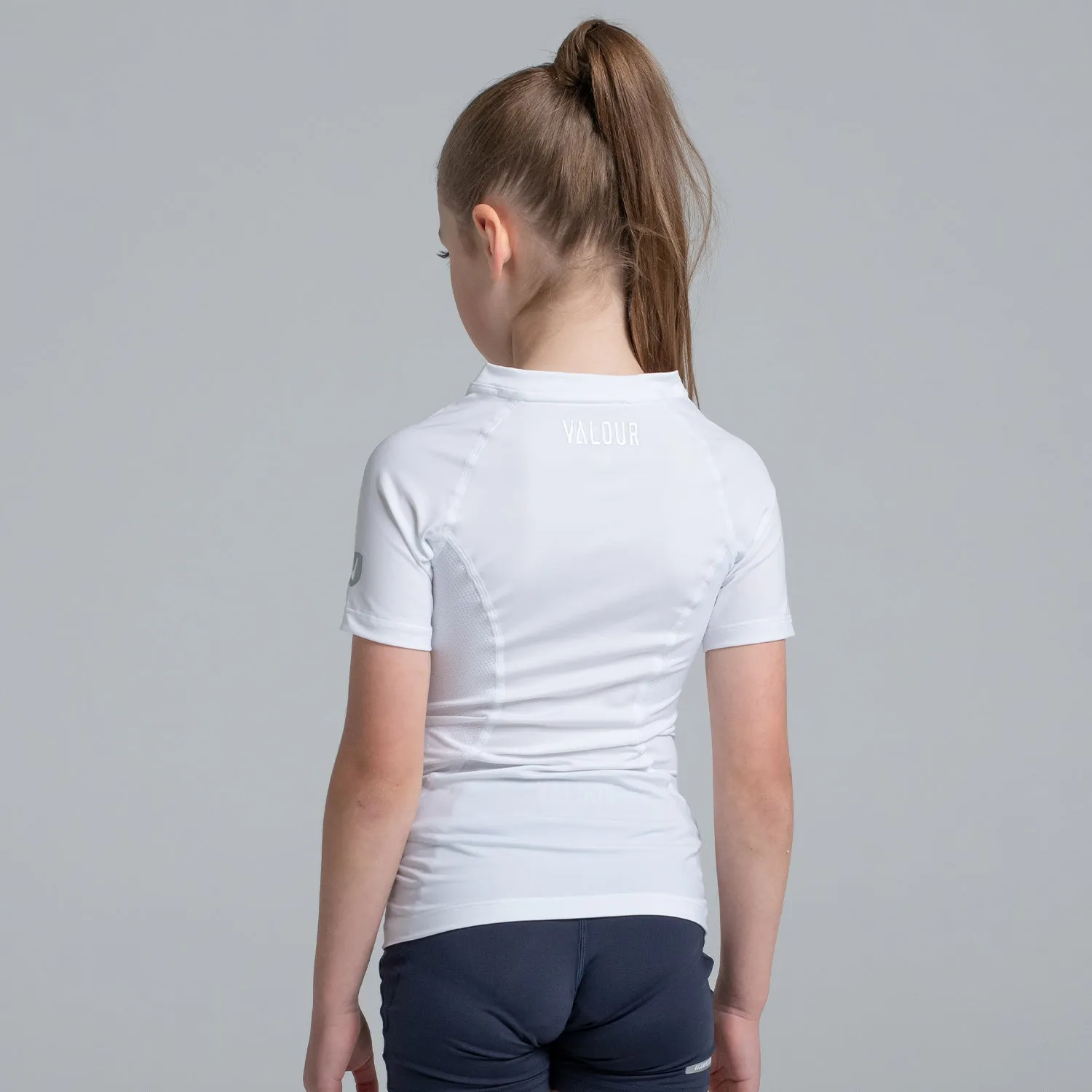 Valour Compression - Girls White Short Sleeve Top