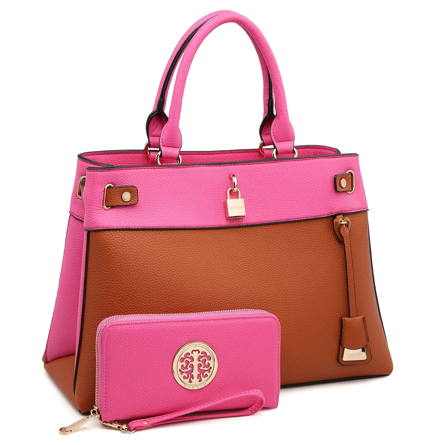 Zipper Top Satchel with Matching Wallet